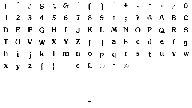 ViticaSSK Regular font glyphpreview