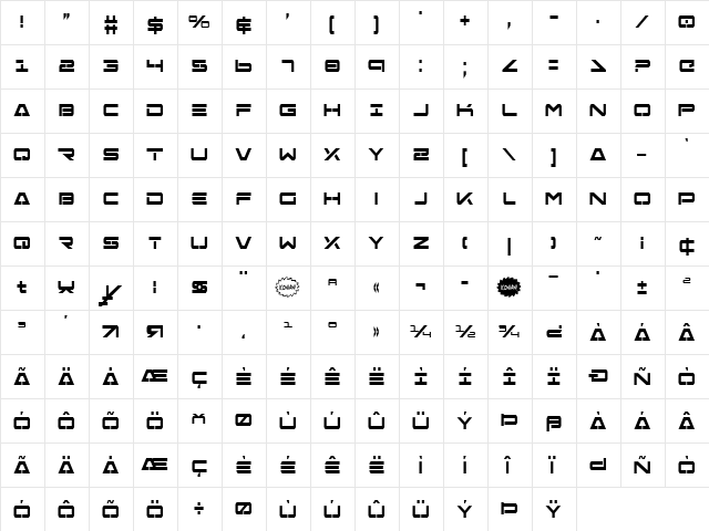 Free Agent Bold Condensed Bold Condensed font glyphpreview