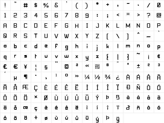 Epyval Regular font glyphpreview
