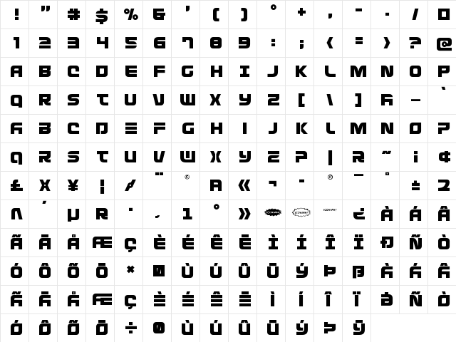 Defcon Zero Title Regular font glyphpreview