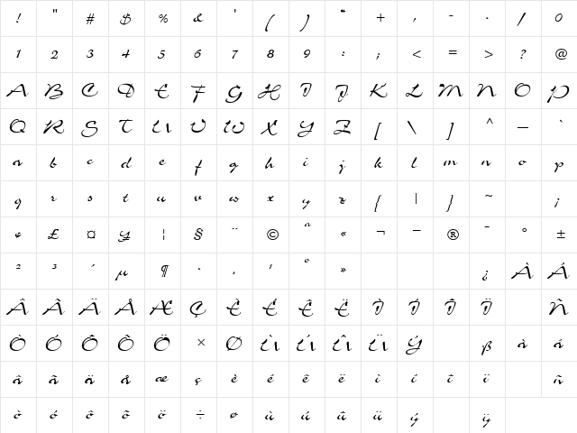 Odium Normal font glyphpreview