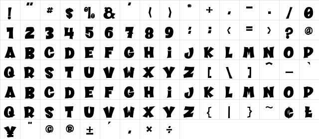 CHEESE ROLL Regular font glyphpreview