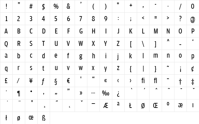 AmplitudeCond-Regular Regular font glyphpreview