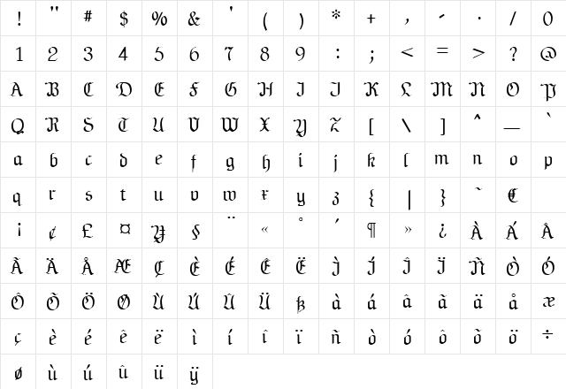 Friedrich Regular font glyphpreview