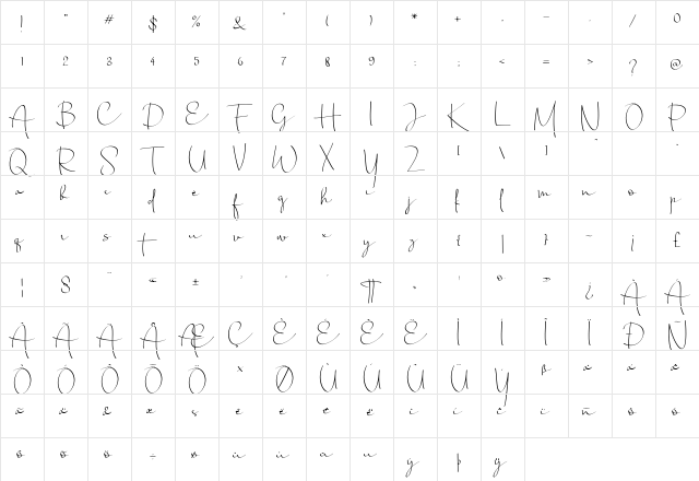 opyright (c) 2018 by Zulkhairi Lettering. All rights reserved. Regular font glyphpreview