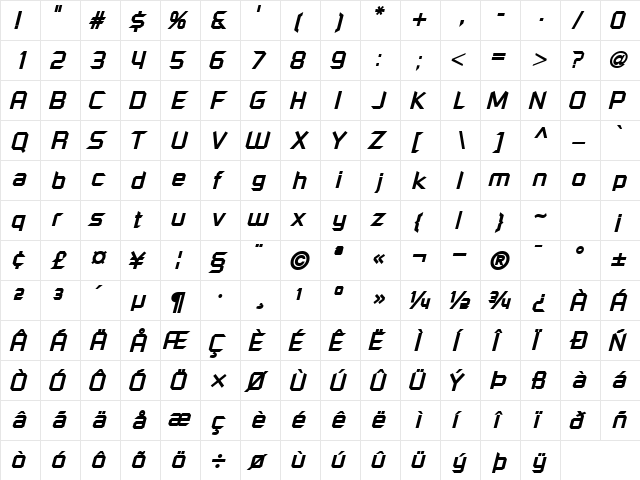 ShoestringSSK BoldItalic font glyphpreview