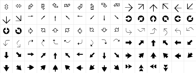 XIngyArrowsTwo Regular font glyphpreview