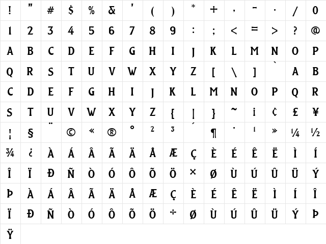 Edsbacka Flare Serif Regular font glyphpreview