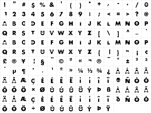 skullphabet Bold font glyphpreview