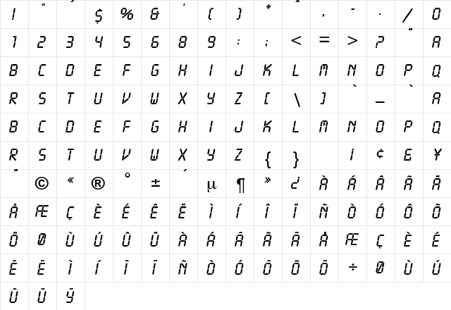 DigitsDB Normal font glyphpreview
