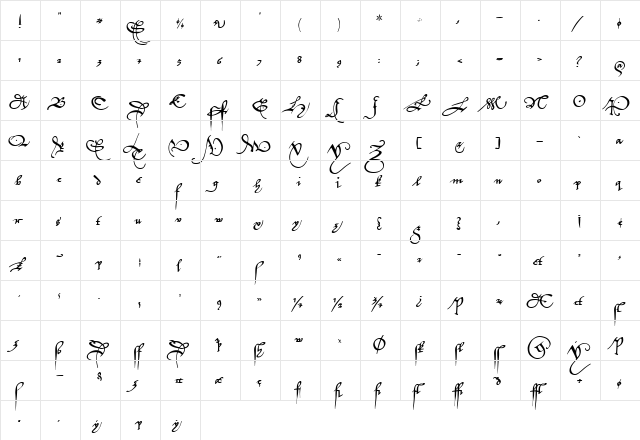 Secretary hand ancient Regular font glyphpreview