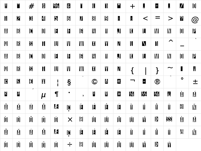 Vanishing Boy BTN Reversed Regular font glyphpreview