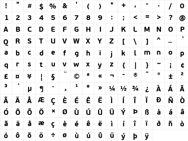 PF BeauSans Pro Bold font glyphpreview