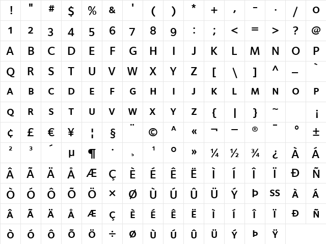 FoundrySterling-DemiExpert Regular font glyphpreview