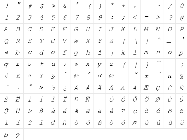 CobbItalic Normal font glyphpreview