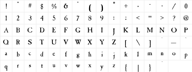 Tintinabulation Regular font glyphpreview
