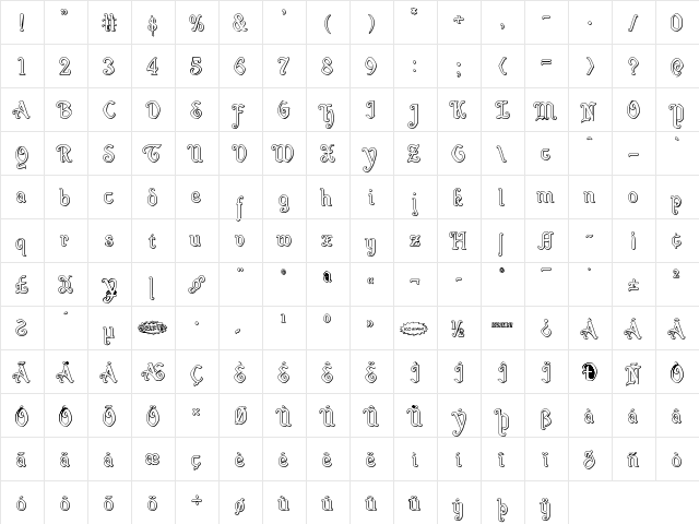 Quill Sword Outline Outline font glyphpreview