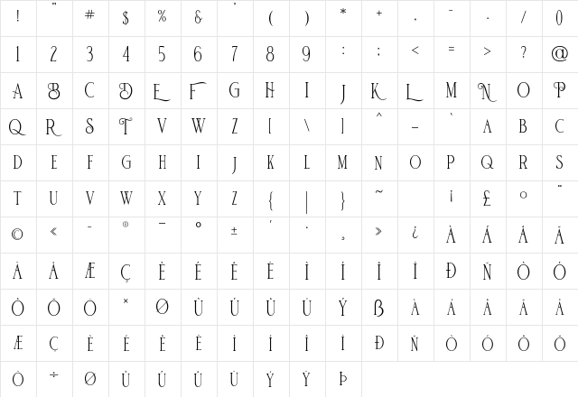 De Bambeet Regular font glyphpreview