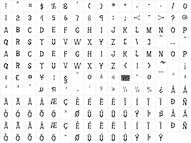 Fossil Regular font glyphpreview