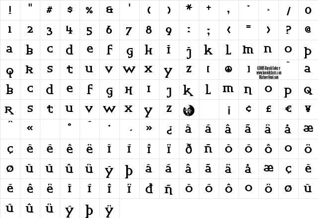 UpbeatDemi Regular font glyphpreview