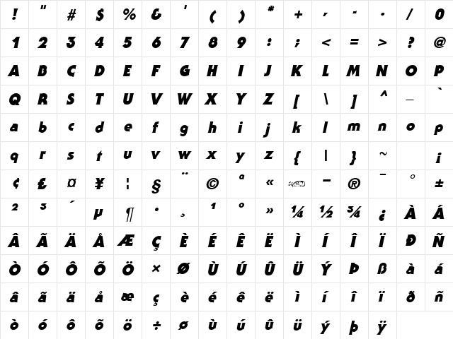 Staid Gothic Black Italic font glyphpreview