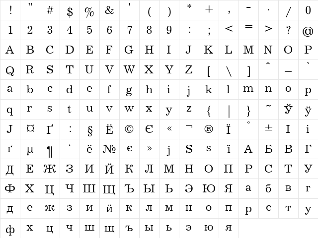 UkrainianJournal Regular font glyphpreview