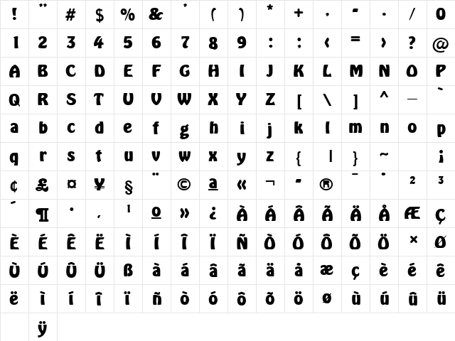 Hobo Bold font glyphpreview