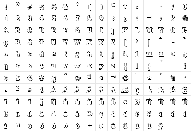 DanielBeckerShadow-ExtraBold Regular font glyphpreview