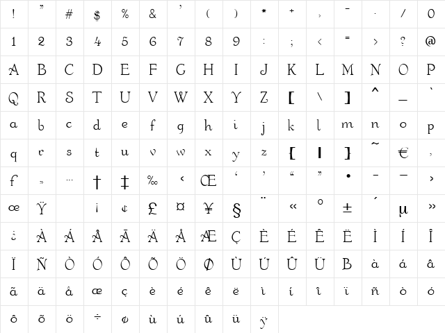 Montaigne Regular font glyphpreview