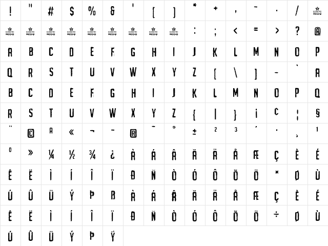 URGH TYPE PERSONAL USE Regular font glyphpreview