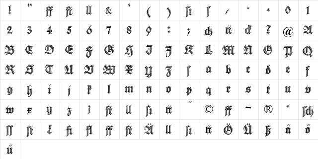 Deutsche Zierschrift Regular font glyphpreview