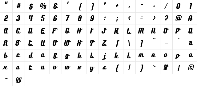 Chainexbold Regular font glyphpreview