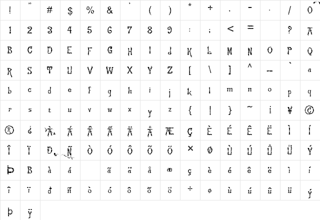 FZ JAZZY 21 CRACKED Normal font glyphpreview