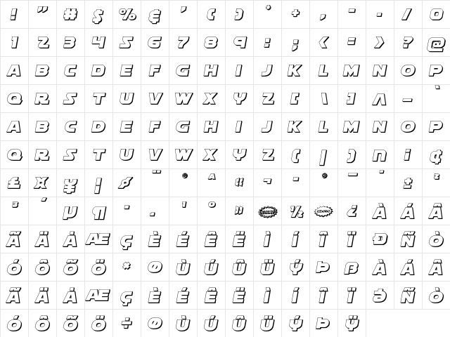 Soloist 3D Regular font glyphpreview