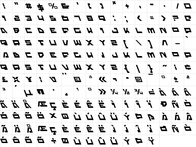 Trajia Leftalic Leftalic font glyphpreview