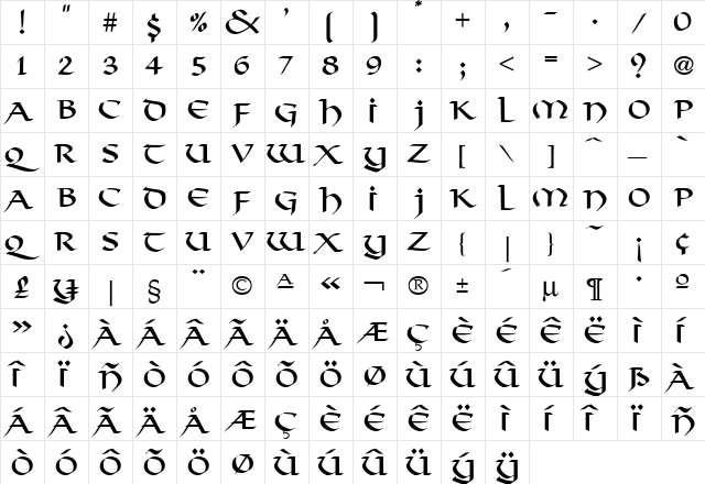 Viking Regular font glyphpreview