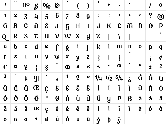 Sugar & Vinegar Regular font glyphpreview