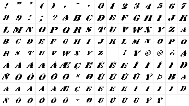 FZ WACKY 17 ITALIC Normal font glyphpreview