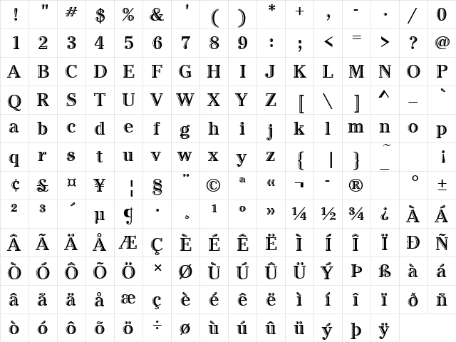 CheltenhamHanItcD Regular font glyphpreview