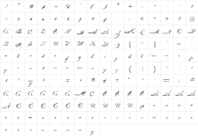 OPTICarmella Regular font glyphpreview