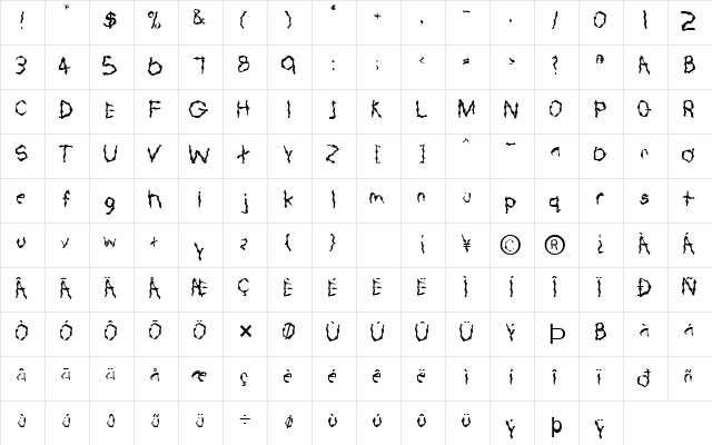FZ WACKY 57 Normal font glyphpreview