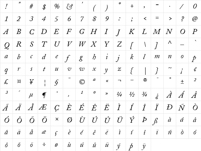 tsp machina 1 Italic font glyphpreview