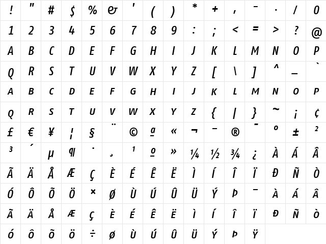 FagoCoTf ItalicMedium font glyphpreview