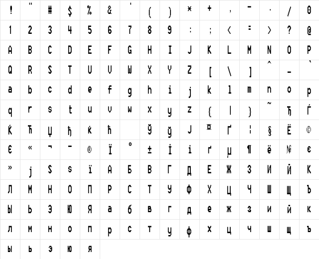 FixSysC Normal font glyphpreview