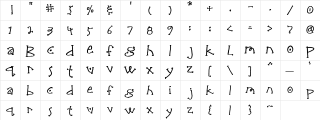 Scrap Hugs Regular font glyphpreview