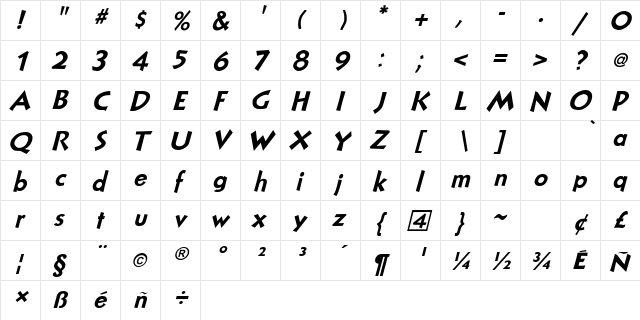 NuevoLitho PlainItalic font glyphpreview
