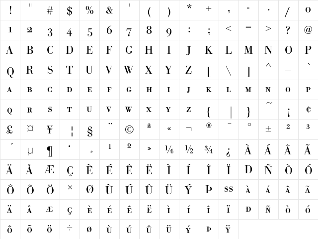 BodoniSCEF Regular font glyphpreview