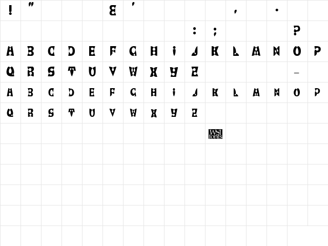 BrashDisplayCaps Regular font glyphpreview