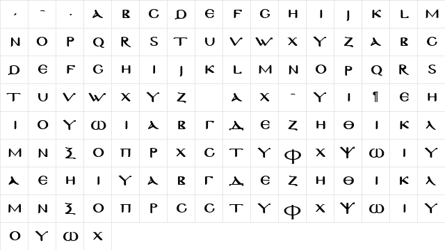 Byzantine Normal font glyphpreview