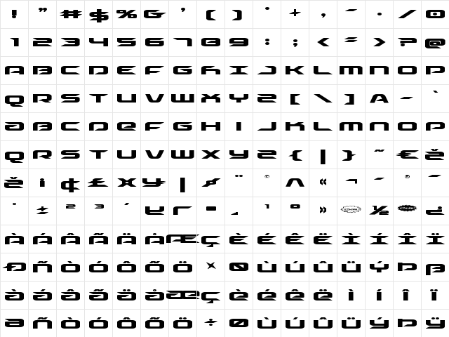 Drive Expanded Expanded font glyphpreview